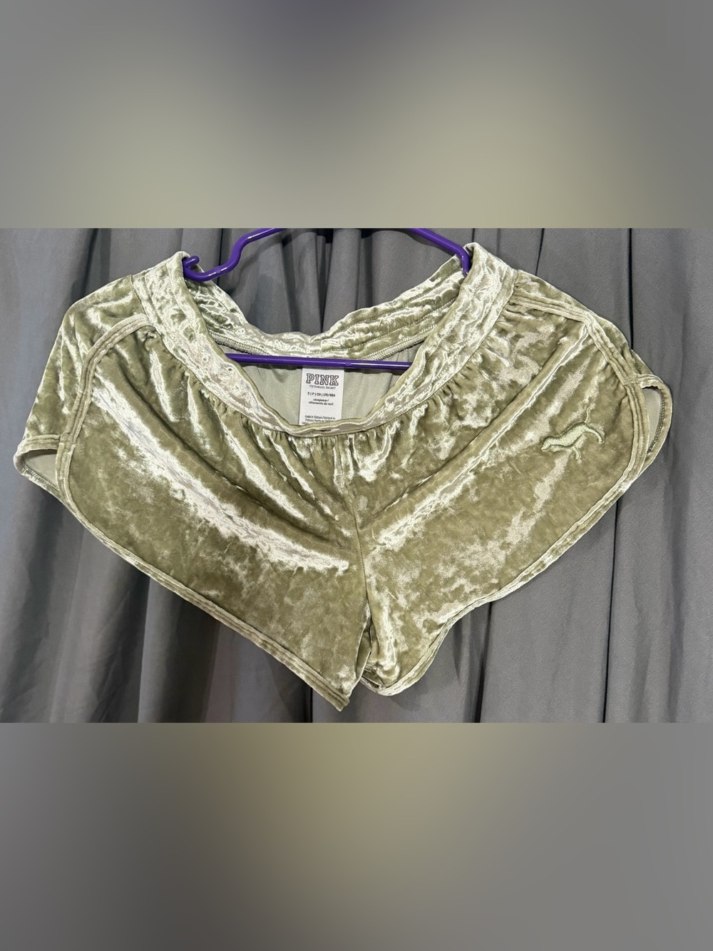 PINK Victoria's Secret Olive Green Satin Sleep Shorts